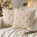 MIULEE Christmas Pillow Covers 20x20 Inch Set of 2, Beige Christmas Tree Plush Faux Fur Pillowcases Soft Decorative Throw Pillow Cases for Couch Sofa Living Room Winter Xmas Holiday Home Decor