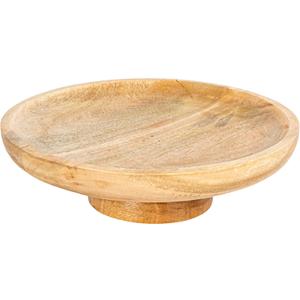 Bloomingville Round Natural Mango Wood Footed Cake Stand Bowl, Pack of 1