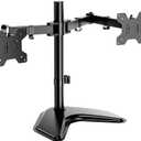 WALI Dual Monitor Stand for Desk, Monitor Stands for 2 Monitors up to 27 inch, Dual Monitors Mount Fits up to 22lbs, Free Standing Full Motion Dual Monitor Arm for Desk (MF002), Black