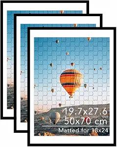 19.7x27.6 Puzzles Frame for 50x70 cm Puzzle Poster Photo Picture, Display 18x24 with Mat or 19.7 x 27.6 without, Wall Hanging 19.7 by 27.6 inch 1000 Pieces Puzzles Frame, Black