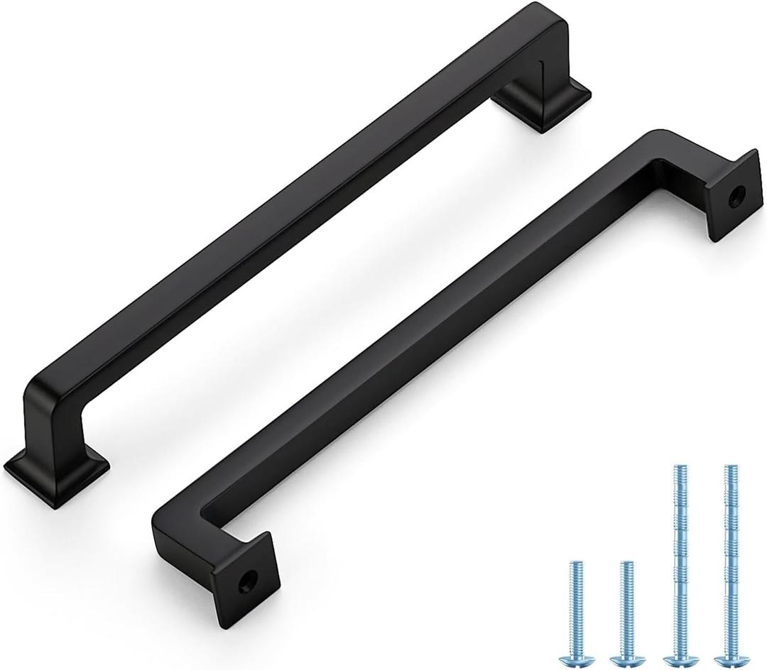 HOME EDIT 10 Pack 6-1/4 Inch Matte Black Cabinet Handles Solid Zinc Alloy Pulls for Kitchen Cupboard & Drawer Hardware