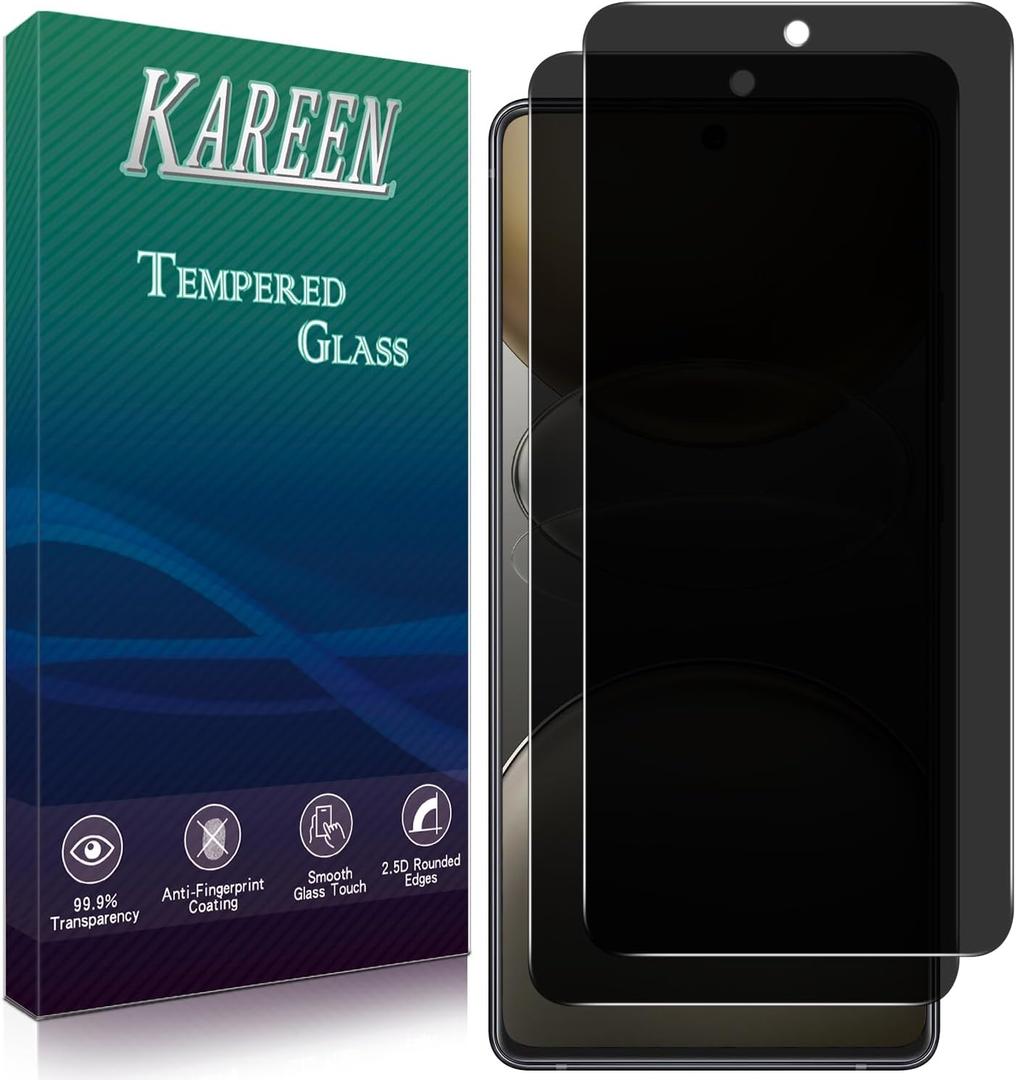 KAREEN 2 Pack Privacy Screen Protector for Samsung Galaxy A71 / A72 / A73 Anti Spy Private Tempered Glass, Anti-Scratch, Bubble Free