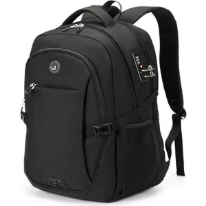 SHRRADOO Anti Theft Laptop Backpack Travel Backpacks with Combination Lock for Women Men High School College Backpack Computer Bag Fits 17 Inch Laptop,Grey