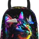 Black Cat Lunch Bag for Woman Reusable Funny Animal Leakproof Insulated Lunch Box Cooler Tote Bag Food Snack Container for Men Woman Adult Work Travel Picnic Cat Lover Gifts