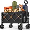 Collapsible Foldable Wagon with Wheels Heavy Duty Folding Wagons Carts 360LBS Weight Capacity Portable All Terrain Utility Wagon Cart for Groceries Sports Garden Shopping Beach