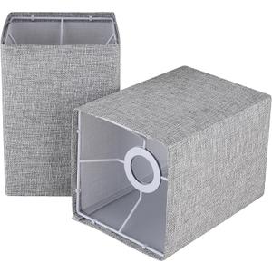 Square Lampshades Set of 2, Linen Lampshades L6.3"x W6.3" x H9.84" High, Easy Assembly Replacement Fabric Shades for Table Lamps Floor Lamps, Gray Color Shade (Grey)