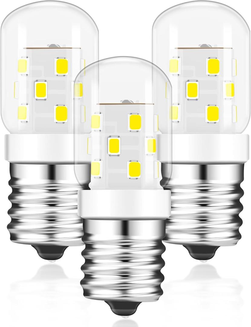 E17 LED Light Bulb, 3W LED Microwave Bulbs Under Hood 40W Equivalent, 8206232A for Whrilpool Microwave - Appliance Light Bulbs Daylight Cold White 6000K for Refrigerator Oven Stove Range Hood, 3pcs