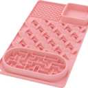 Slow Feeder Bowl for Large Dog, Silicone Lick Mat & Snuffle Mat with Suction Cups - Interactive Puzzle Feeder to Slow Eating & Keep Busy, Reduce Vomiting & Relieve Boredom (21"x 11" Pink)