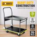 Heavy Duty Push Cart Dolly (700 lbs), Foldable Platform Hand Truck Made with High-Strength Steel, 2 Tier Design, Moving Flatbed Cart with Wheels for Warehouse, Garage, Workshop, Office