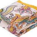 Boho Throw Blanket for Bed, 100% Cotton Soft Rustic Quilt Fall Blanket, 80"x90" Floral Printed Farmhouse Decor Bed Blankets, All Season Rustic Reversible Bohemian Throw Quilt