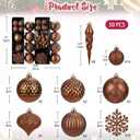50PCS Christmas Tree Ornaments Set with Shatterproof Christmas Balls Icicle Snowflake Hanging Ornaments for Home Office Farmhouse Christmas Decorations, Bronze