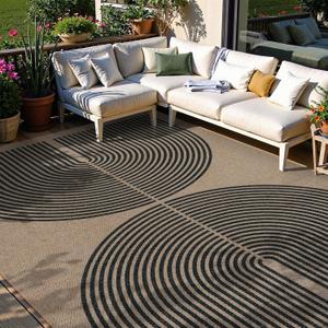 Lahome Modern Rainbow Easy Jute 6x9 Rug, Large Living Room Carpet Washable Outdoor Patio Dining Room Rug, Non Slip Indoor Outdoor Carpet for Backyard Deck Office Decor (Nature/Black Rainbow)