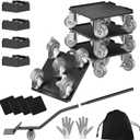 2000LBS Heavy Duty Furniture Dolly & Mover - 6.4" Carbon Steel Panel with 5X 360 Wheels, Non-Slip Sliders & Lifter for Sofa, Piano, Appliances (Gray)