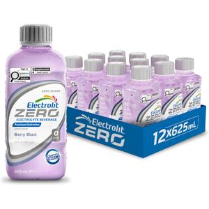 Electrolit Zero, Electrolyte Beverage, Berry Blast, 21 Fl Oz Bottle (Pack of 12), BBD: 12/28