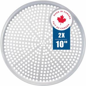 Norjac Pizza Pan with Holes, 10 Inch 2 Pack, Aluminum Pans for Oven, Round, Rust-Free & Heavy-Duty, Perforated Baking Tray for Crispy Crust
