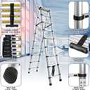 10.5 FT A-Frame Aluminum Telescoping Ladder,11+11Step Ladder, Silver | 330LB Load Capacity, Portable Folding Extension, Heavy Duty Collapsible Ideal for Home and Outdoor