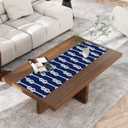 Nautical Knot Table Runner 36 Inches Short, Cotton Linen Small Short Kitchen Dining Coffee Table Runners Dresser Dcor, Burlap Runner for Table, Wedding, Party Ocean Beach Sailboat Navy Blue