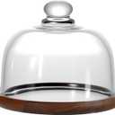 Butter Dish with Lid, 6 inch Clear Glass Domed Cheese Dish with Handle, Large Round Butter Tray with Cover, Cute Dessert Serving Bowl for Table, Kitchen Countertop, Refrigerator