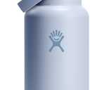 Hydro Flask Water Bottle - Insulated Stainless Steel - Wide Mouth Flex Straw Lid, Non Spill, Leakproof and Refillable in 32 Oz Surf Blue