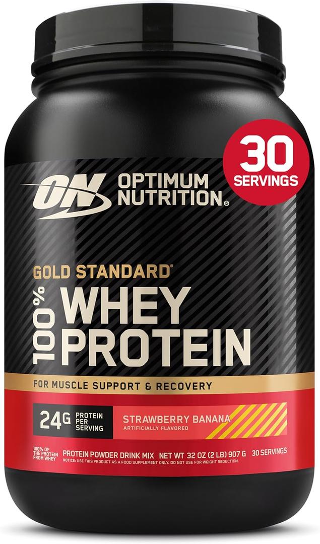 Optimum Nutrition Gold Standard 100% Whey Protein Powder, Strawberry Banana, 2 Pound (EXP 04/02/28)