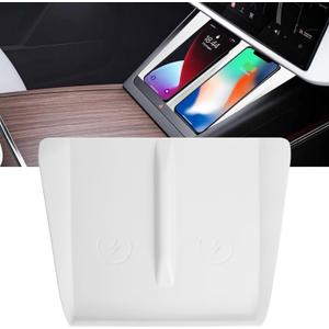 Center Console Wireless Charging Silicone Mat Compatible with Tesla Model X Model S 2023 2022 2021 Accessories Waterproof Cover Interior Pad Non-Slip Mats Phone Tray Upgrade (White)