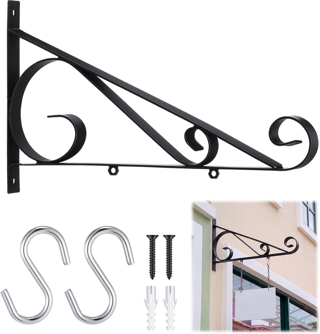 Zonon Decorative Metal 18" Scroll Bracket with S Hooks