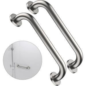 2 Pack 16 Inch Shower Grab Bar 1.25" Diameter, ZUEXT Satin Brushed Nickel Stainless Steel Bathroom Grab Bar, Bath Balance Bar, Safety Hand Rail Support, Handicap Injury Elderly Senior Assist Bath Handle