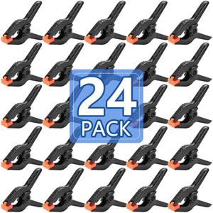 24 Pack 3.5 inch Plastic Spring Clamps, Black Heavy Duty Clips, Backdrop Clips, Plastic Clamps for Crafts, Backdrop Stand, Woodworking, Photography