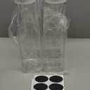 Set of 4 Plastic Carafe with Lid, 50 Oz Carafes for Mimosa Bar, Square Base Juice Containers, Water Bottle, Milk Container, Clear Beverage Containers for Fridge- HAND WASH ONLY