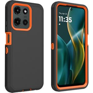for Motorola Moto G 2025 Case/Moto G 2026 Case/Moto G Play 2026 Case, Heavy Duty Bumper Case Shockproof Dustproof 3 in 1 Rugged Protective Phone Cover (Orange/Black)
