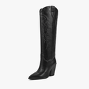 ISNOM Women's Cowgirl Boots Pull On Knee High Boots, Cowboy Western Embroidered Chunky Block Heel Pointed Toes Boots, size 8.5