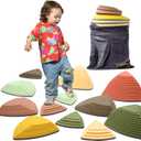 makarci Stepping Stones for Kids 12pcs Obstacle Courses Play Indoor Outdoor, Full Rubber Rim Plastic Hilltop for Kids Balance and Integration Improvement Age 3 4 5 6 7 8 +Forest, Medium