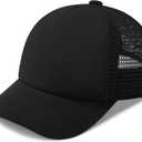 Baby Baseball Cap with Mesh Toddler Baseball Hat Infant Baseball Cap Baby Ball Cap Toddler Hat Kids Baseball Cap UPF 50+ (2-5T, Black)