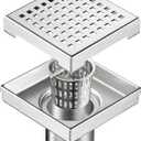 Neodrain 4-Inch Square Shower Drain with Removable Quadrato Pattern Grate, Brushed 304 Stainless Steel Square Drain for Bathroom with Hair Strainer,CUPC Certified