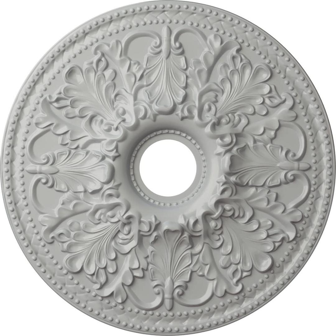 Ekena Millwork CM23AS 23 7/8-Inch OD x 4 1/8-Inch ID Ashley Ceiling Medallion Frost, Flat Finish 