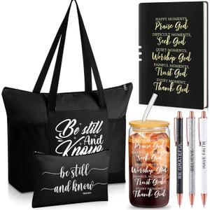 7 Pcs Christian Gift Set for Women Biblical Gifts Women Inspirational Presents Xmas Party Suit (Black)