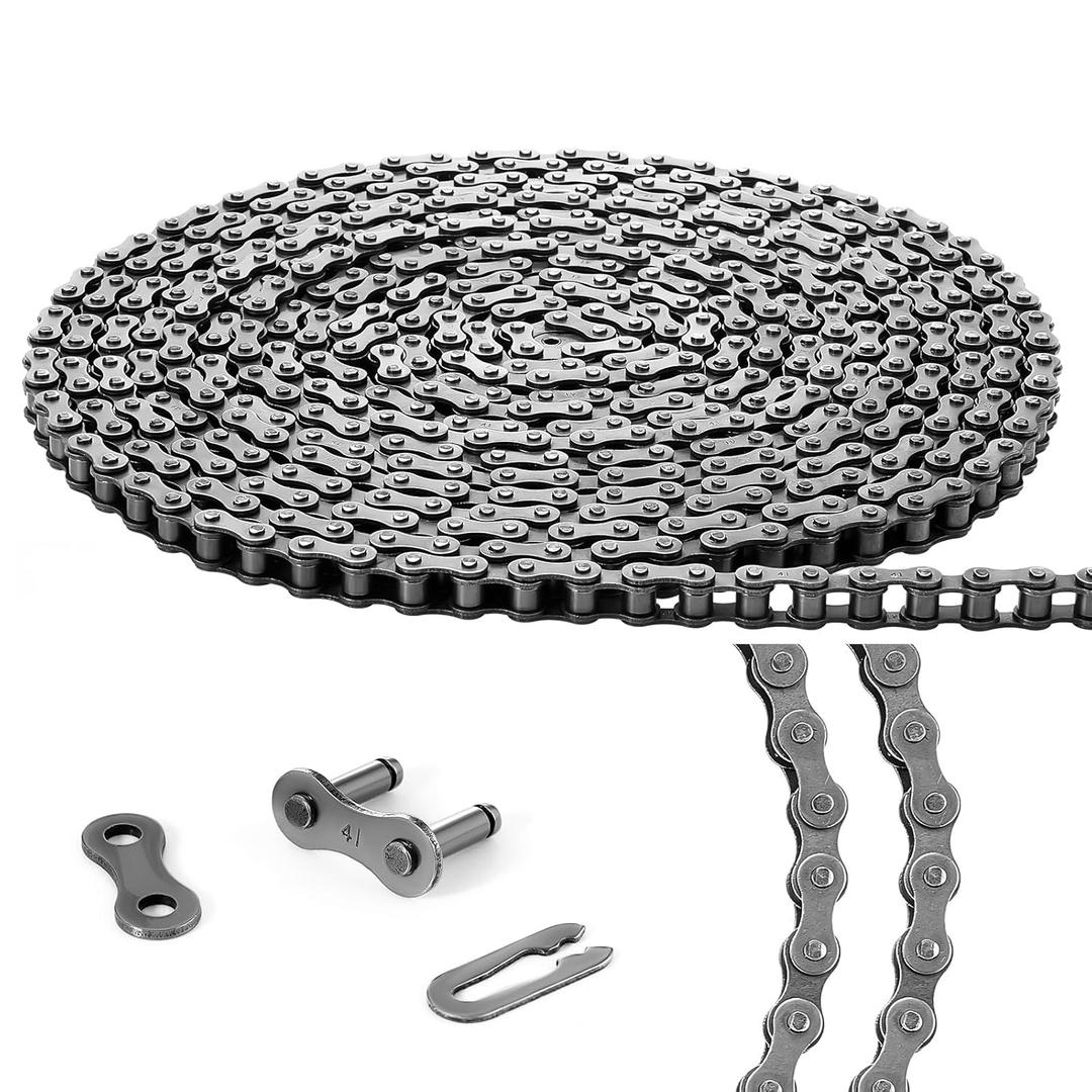 Tandefio #428 20 ft Roller Chain for Gate Openers Carbon Steel Operator Chain with 2 Connecting Links for Extension Replacement Electric Automatic Sliding Gate Opener Garage Hanger Door Karts Bike
