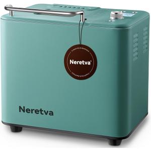 Neretva Bread Maker, 20-IN-1 2LB Bread Machine Dual Heater Bread Maker Machine Automatic with Nonstick Ceramic Pan, 15H Timer & 1H Keep Warm Set, Low Noise, Stainless Steel Breadmaker Recipe-Green