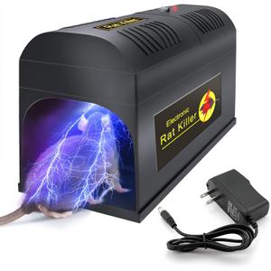 Upgraded Rat Trap - Humane Electric Mouse Trap Zapper with High Voltage Instant Kill for Chipmunk Squirrel Gopher Mole Mice Rats, Indoor Outdoor Use, No Touch & Reusable Rodent Control for Home
