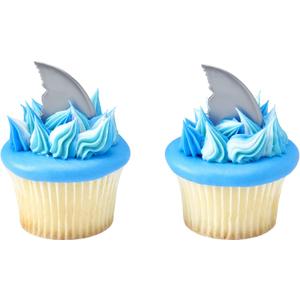 DECOPAC Shark Fin Cake Picks, 72-Pack, Cupcake Toppers, Reusable Decorations for Cakes, Cupcakes and other Bakes, Surprise Guests at Beach-Themed or Shark Week Parties