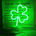 Curyidy Neon Signs Shamrocks Shaped St. Patrick's Day Decorations, Green LED Clover Neon Lights for Bedroom Decor Battery/USB Operated Night Lights for Home Tabletop Lamp