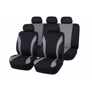 Gray Seat Covers For Cars Full Set, Two-Tone Front Seat Covers With Matching Back Seat Cover, Stylish Car Seat Protectors With Split Bench Design, Automotive Interior Covers