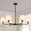 36" Oil-Rubbed Dining Room Light Fixture, No Assembly Required 6-Lights Kitchen Chandelier for Dining Room with White Fabric Shade, Chandelier Ceiling Light Fixture for Kitchen Bulb Not Included