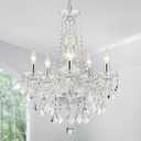 WUZUPS 5-Light Crystal Candle Chandelier Pendant Ceiling Light Modern Lighting Fixture for Bedroom Hallway Bar Kitchen Bathroom, H 25" W 20", E12 Base, Chrome