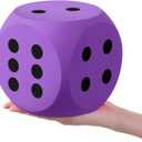 Shappy 6 Inches Foam Dice Fun Filled Large Educational Toy Kawaii Giant Dice Decorative Eva Foam Jumbo Cube Big Square Building Blocks for Game Nights Learning Sessions(Purple,1 Pc)