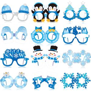 Harrycle 36 Pcs Winter Party Favors Snowflake Paper Eyeglasses Winter Wonderland Party Decorations Photo Booth Props for Christmas Holiday Baby Shower Birthday Supplies