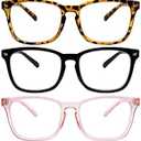 5 Pack Blue Light Blocking Reading Glasses Fashion Square Computer Readers for Women Men, Anti UV Ray Nerd Eyeglasses (5 Mix, +2.75)
