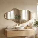 26x48 Inches Gold Wall Mirror Modern Asymmetrical Mirror