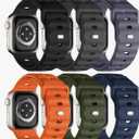 Sport Bands 6-Pack Compatible with Apple Watch Ultra 3/2 Band 49mm 46mm 45mm 44mm 42mm, Wide Soft Silicone Wristbands Waterproof Strap Men for iWatch Series 11 10 9 8 7 6 5 4 3 SE Ultra