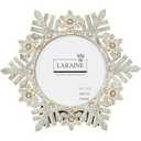 LARAINE 3.5 inch 2025 Picture Photo Frame Snowflake Metal High Definition Glass Display Pictures for Tabletop Christmas Home Decorative Holiday Gift (Snowflake (Gold&White))